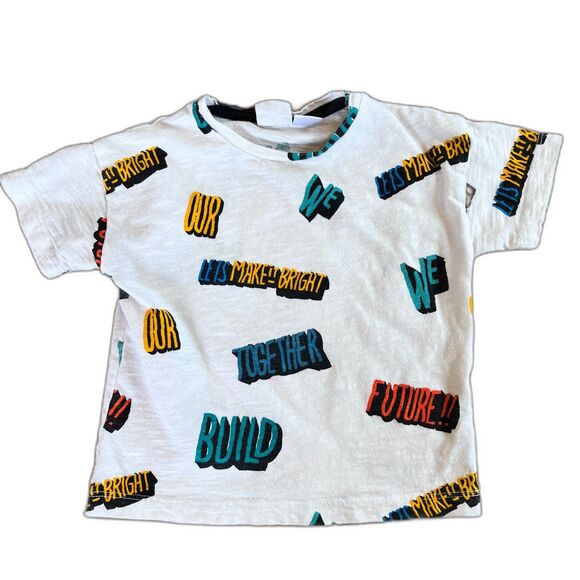 Zara Other - Zara Boys T-Shirt White 12-18m Let's Make it Bright Affirmation